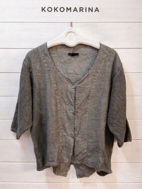 KOKOMARINA brown Linen Blend Top XL